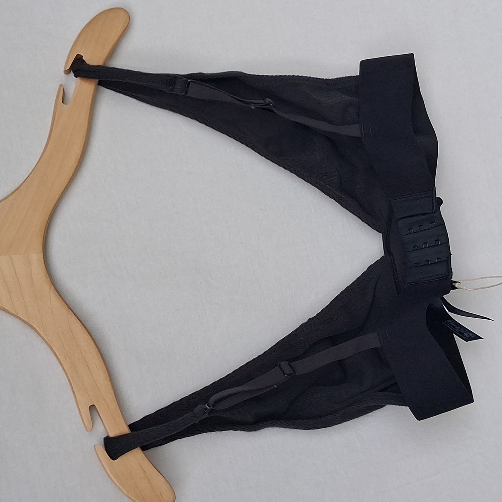 SKIMS Cotton Rib Plunge Bralette Soot Size M - Picture 11 of 11